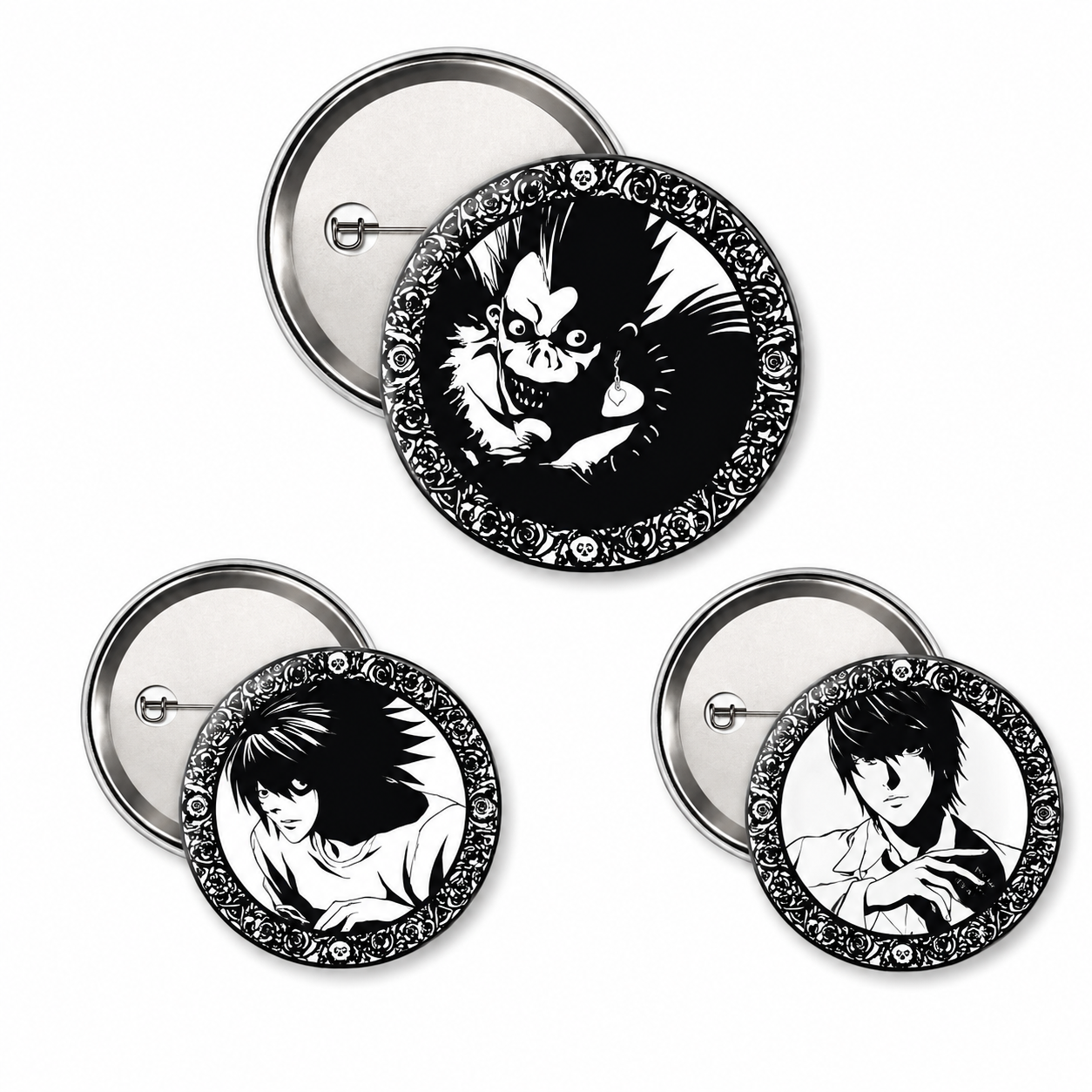 DEATH NOTE - Badge Pack - Light, L & Ryuk