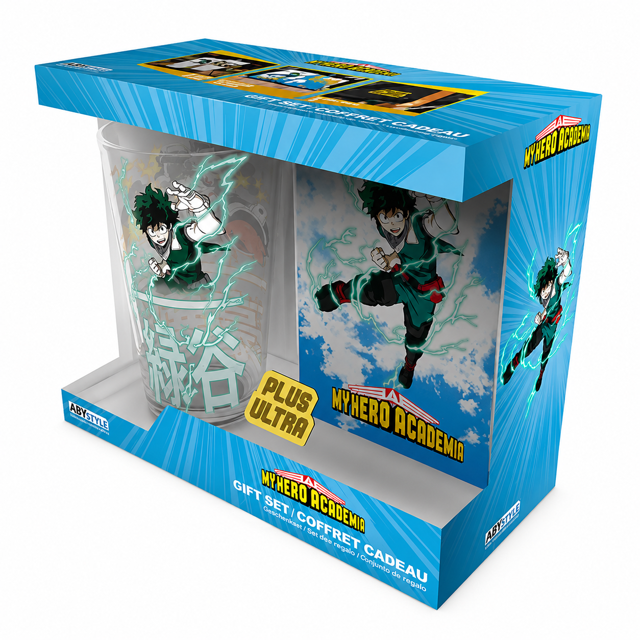 MY HERO ACADEMIA - Pck XXL glass + Pin + Pocket Notebook "Heroes"