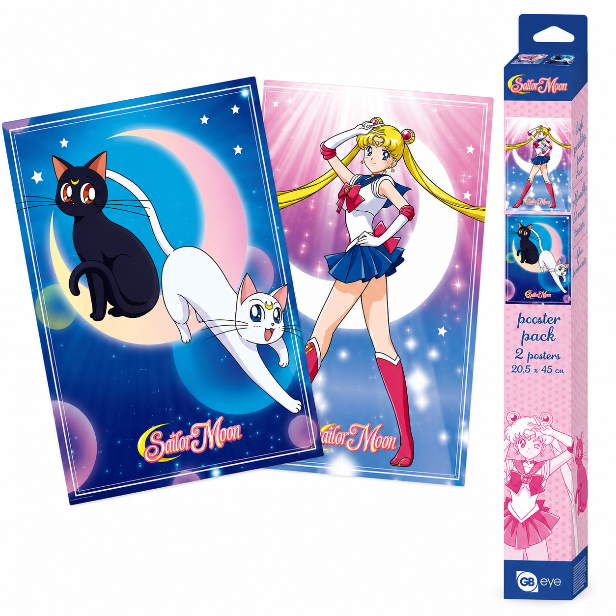 SAILOR MOON - Set 2 Posters Chibi 52x38 - Sailor Moon & cats