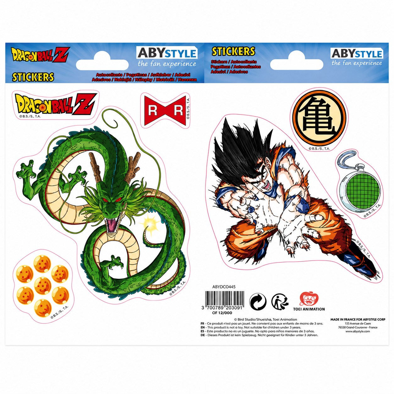 DRAGON BALL - Stickers - 16x11cm/ 2 sheets - DBZ/ Shenron