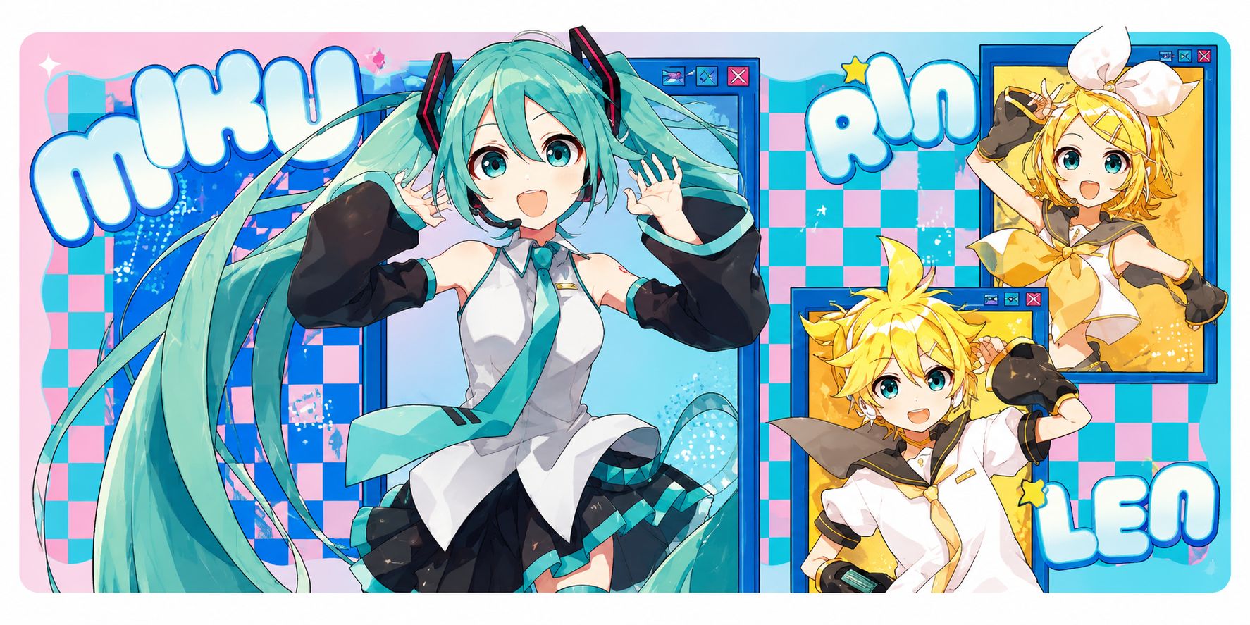 HATSUNE MIKU - Mousepad XXL 90x40 - Miku & friends